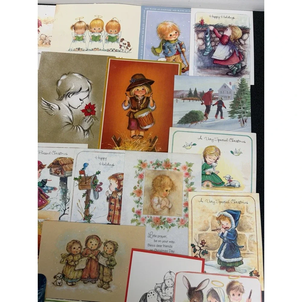 Vintage Christmas Cards Fronts ONLY Kids Children Scrapbooking Crafts Lot of 50+